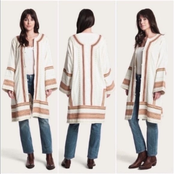 🌵NWT🌵Frye Boho Chic Embroidered Open Front Duster Jacket - Picture 10 of 16